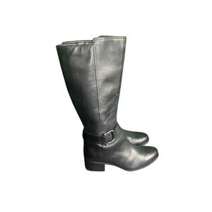 Naturalizer Black Riding Boots Women Size 11M Zip Closure 2in Heel Knee High